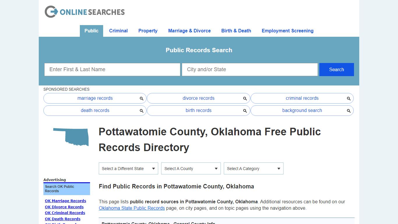 Pottawatomie County, Oklahoma Public Records Directory